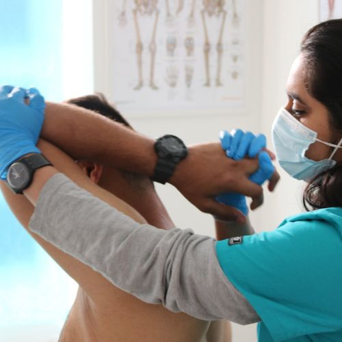 Physiotherapt treats a client at The Lomond Clinic, Helensburgh