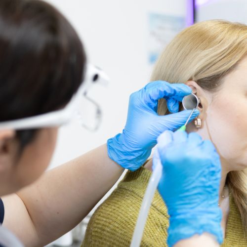 Ear Wax Removal nurse Anna Blackshaw using microsuction removal method at The Lomond Clinic